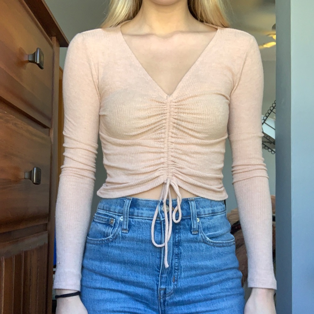 Urban Outfitters Knot long sleeve ruched top